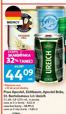 Piwo Apostel Weissbier Hell promocja w Auchan