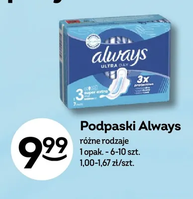 Podpaski Always promocja w Żabka