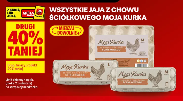 Jaja z chowu ściółkowego Moja Kurka promocja w Biedronka