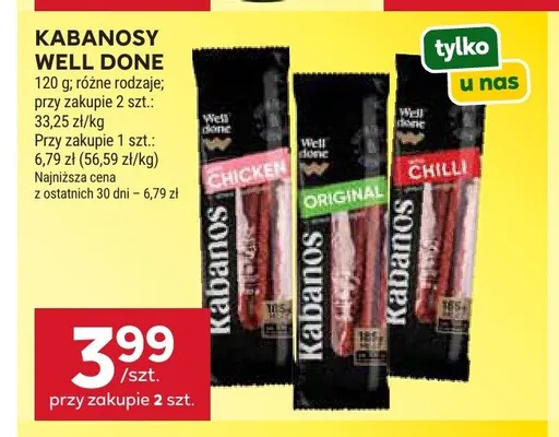 Kabanosy Well Done promocja w Stokrotka