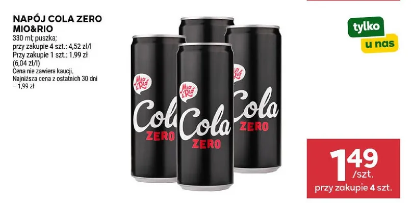Napój Cola Zero Mio&Rio promocja w Stokrotka