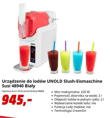Urządzenie do lodów UNOLD Slush-Eismaschine Susi Biały promocja w Media Markt