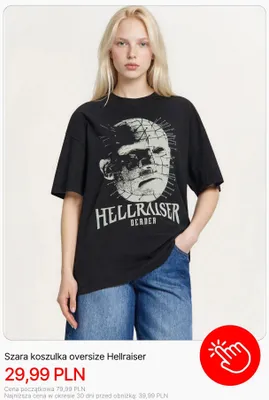 Szara koszulka oversize Cropp Hellraiser promocja w Cropp