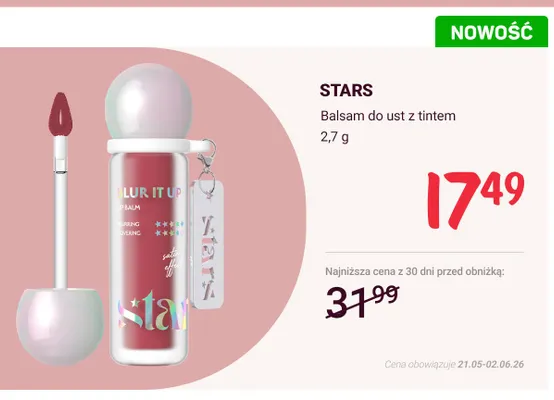 Balsam do ust z tintem STARS promocja w Rossmann