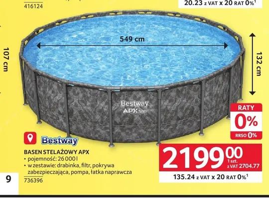 Basen stelażowy Bestway APX 549 cm promocja w Selgros