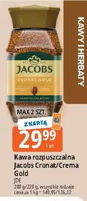 Kawa rozpuszczalna Jacobs Crema Gold promocja w Leclerc