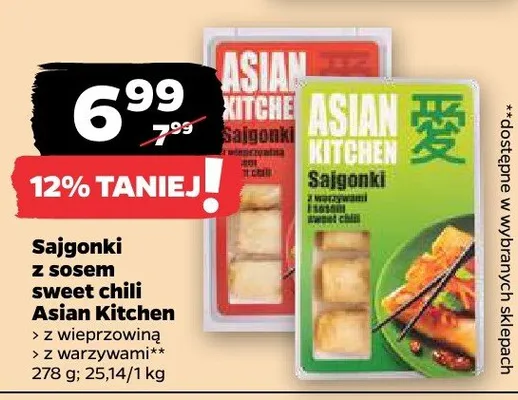 Sajgonki z sosem sweet chili z wieprzowiną Asian Kitchen promocja w Netto