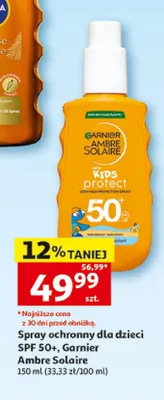 Spray ochronny dla dzieci SPF 50+ Garnier Ambre Solaire Kids Protect promocja w Auchan
