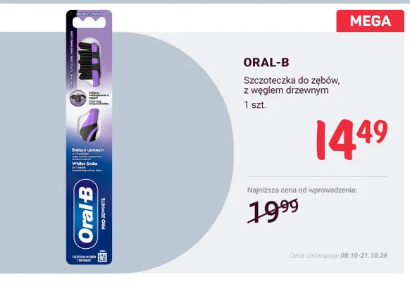 Szczoteczka do zębów z węglem drzewnym Oral-B promocja w Rossmann
