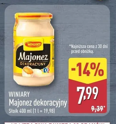 Majonez dekoracyjny Winiary promocja w Aldi