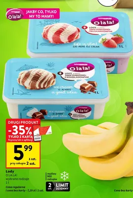 Lody śmietankowo-truskawkowe O la la! promocja w Intermarche