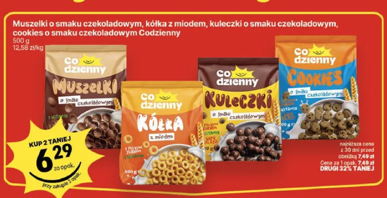Płatki śniadaniowe Cookies o smaku czekoladowym Codzienny promocja w Delikatesy Centrum