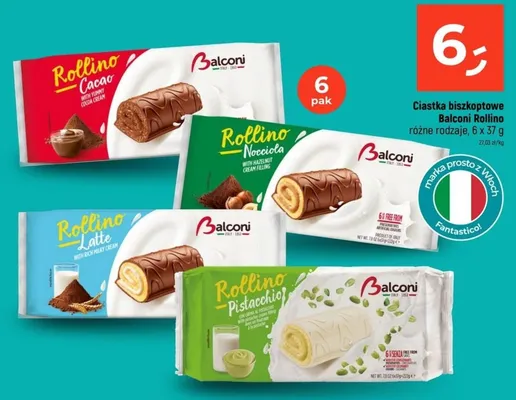 Ciastka biszkoptowe Balconi Rollino Nocciola promocja w Dealz