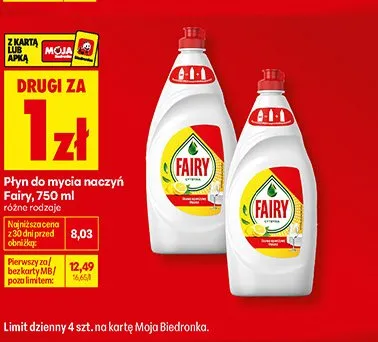 Płyn do mycia naczyń Fairy promocja w Biedronka