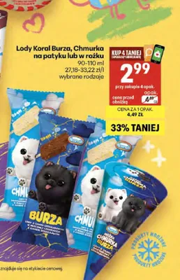 Lody Burza w rożku promocja w Delikatesy Centrum