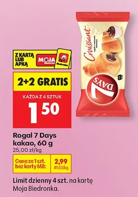 Croissant kakao 7 Days promocja w Biedronka