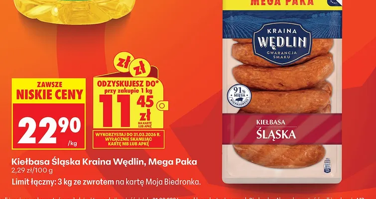 Kiełbasa śląska Mega Paka promocja w Biedronka