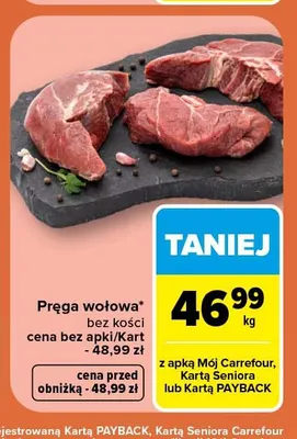 Pręga wołowa bez kości promocja w Carrefour