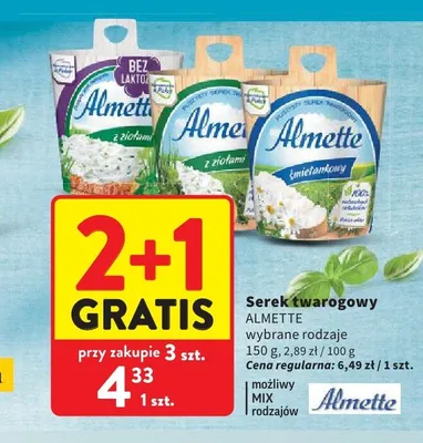 Serek twarogowy Almette z ziołami bez laktozy promocja w Intermarche