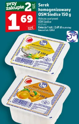 Serek homogenizowany brzoskwiniowy OSM Siedlce promocja w TOPAZ