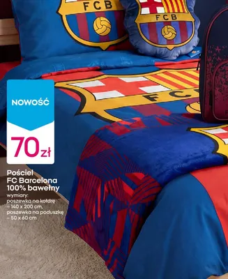 Pościel 100% bawełny 40x200 cm + 50x60 cm Fc Barcelona promocja w Pepco