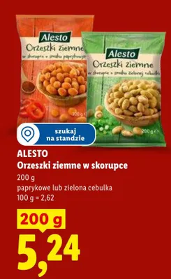 Orzeszki ziemne w skorupce o smaku zielonej cebulki Alesto promocja w Lidl