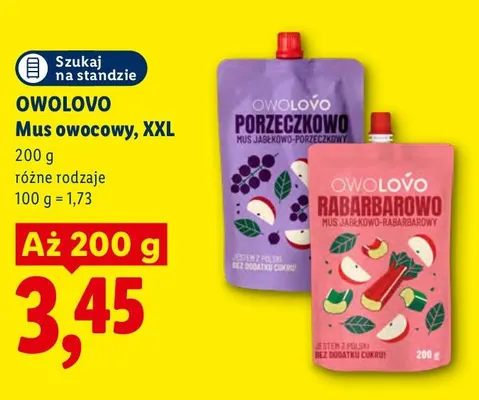 Mus owocowy jabłkowo-porzeczkowy XXL Owolovo promocja w Lidl