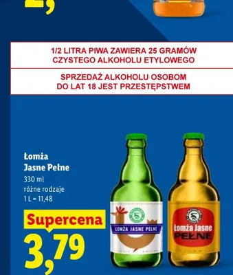 Piwo Łomża Jasne Pełne promocja w Lidl