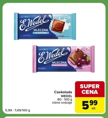 Czekolada mleczna klasyczna E.Wedel promocja w Carrefour Express