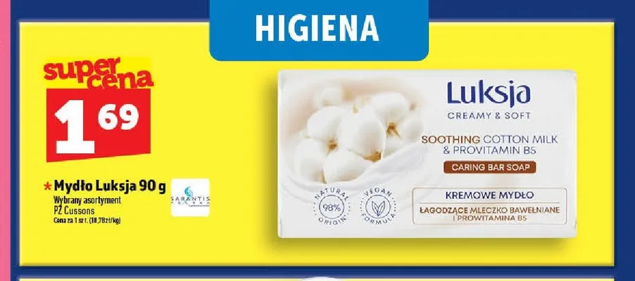 Mydło Luksja Creamy & Soft Soothing Cotton Milk & Provitamin B5 promocja w TOPAZ