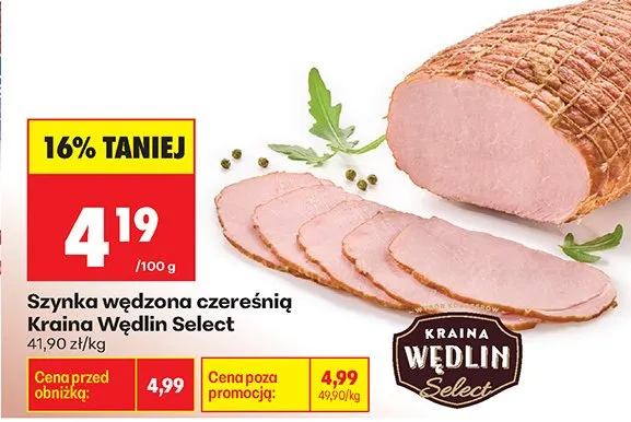 Szynka wędzona czereśnią Kraina Wędlin Select promocja w Biedronka
