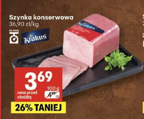 Szynka konserwowa Mróz promocja w Delikatesy Centrum