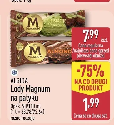 Lody na patyku ALGIDA Magnum Pistache promocja w Aldi