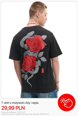 T-shirt z motywem róży i węża Cropp promocja w Cropp