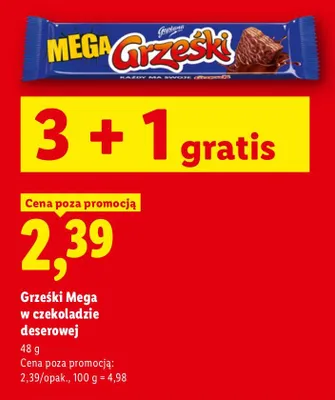 Wafel Grześki Mega w czekoladzie deserowej Goplana promocja w Lidl