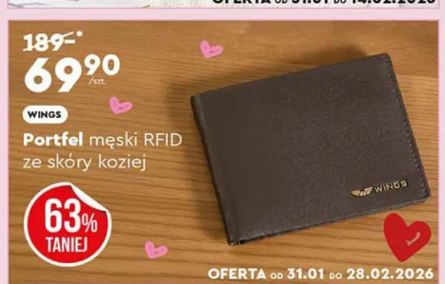 Portfel męski RFID ze skóry koziej promocja w Biedronka