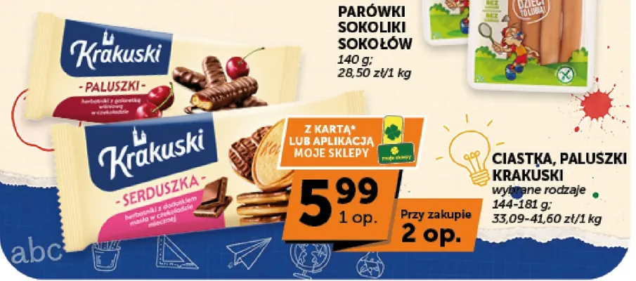 Herbatniki Serduszka w czekoladzie mlecznej Krakuski promocja w Euro Sklep