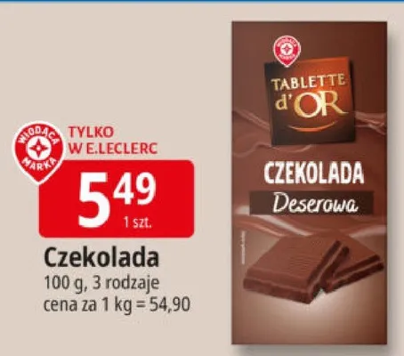 Czekolada deserowa promocja w Leclerc