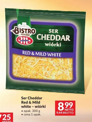 Ser Cheddar Red & Mild white wiórki Mlekovita Bistro Minutka promocja w Makro