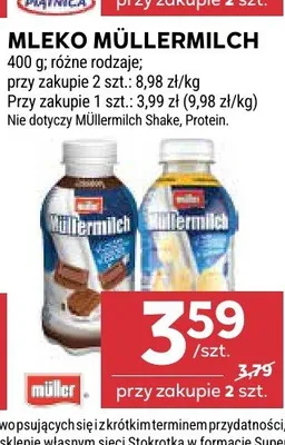 Napój mleczny Müllermilch bananowy promocja w Stokrotka