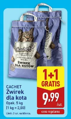 Żwirek dla kota 1+1 GRATIS promocja w Aldi