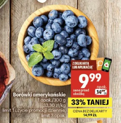 Borówki amerykańskie promocja w Delikatesy Centrum