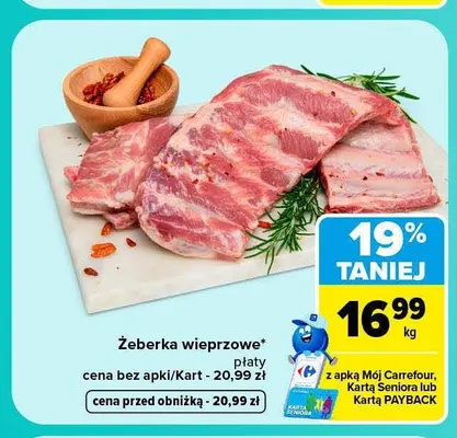 Żeberka wieprzowe płaty promocja w Carrefour Market