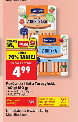 Parówki z fileta z indyka Tarczyński promocja w Biedronka