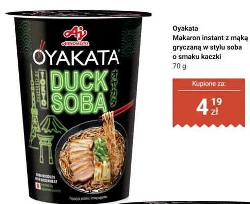 Makaron instant z mąką gryczaną w stylu soba o smaku kaczki Oyakata promocja w Dino