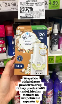 Elektryczny odświeżacz powietrza Glade Sensual Sandalwood & Jasmine promocja w Dino