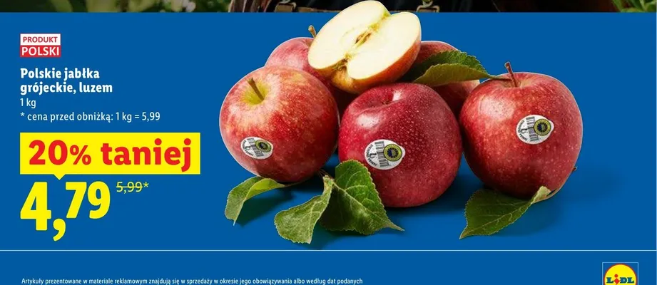 Jabłka grójeckie polskie luzem promocja w Lidl