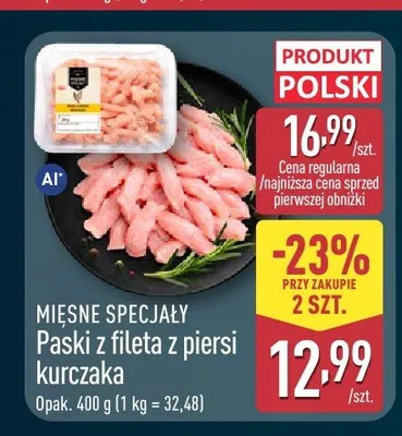 Paski z fileta z piersi kurczaka Mięsne Specjały promocja w Aldi