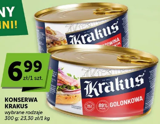 Konserwa Krakus wybrane rodzaje promocja w ABC