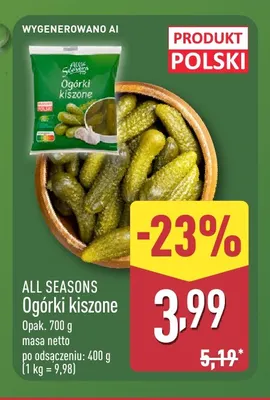 Ogórki kiszone All Seasons promocja w Aldi